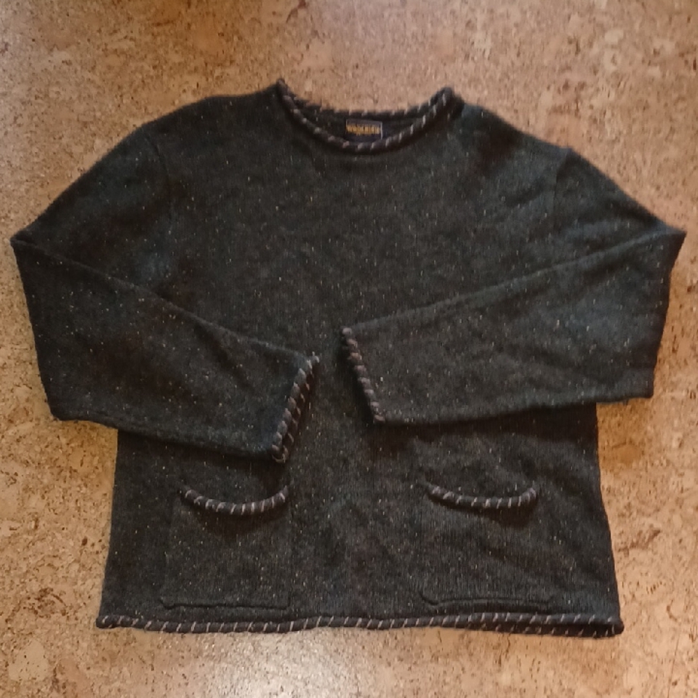 Woolrich Women’s Vintage Loden Nubby Wool Sweater with Pockets